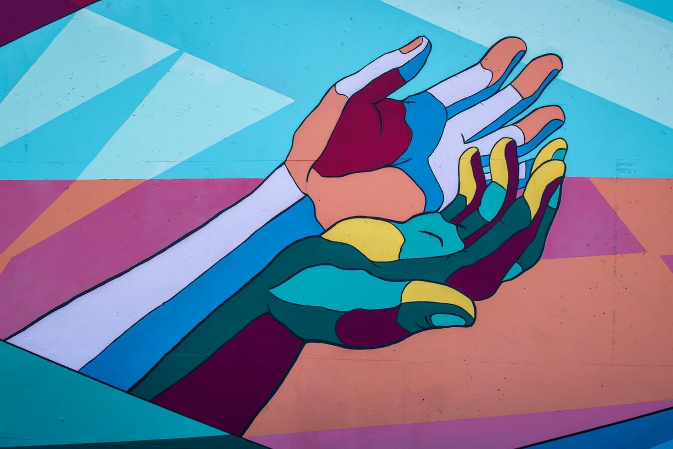 A mural of a hand.