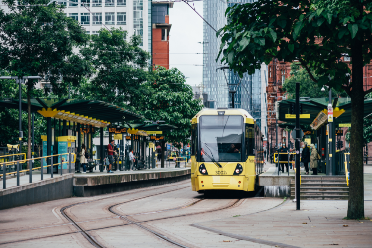 A tram in Manchester.